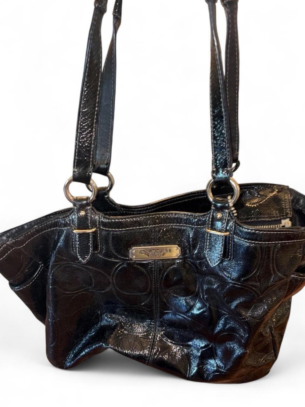Coach Black Patent Leather F19462 Shoulder Handbag